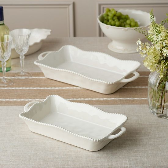 Certified International Perlette Cream Rectangular Baker