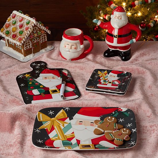 Certified International Christmas Whimsy Santa 14-Inch X 10-Inch Rectangular Platter