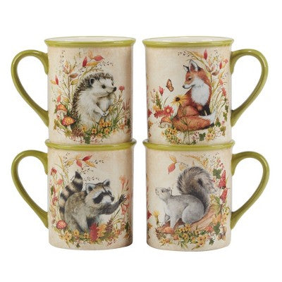 Certified International Set Of 4 18oz Woodland Critters Mugs