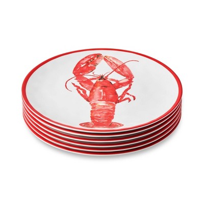 Certified International (Set Of 6) 11" Beach House Lobster Melamine Dinner Plates