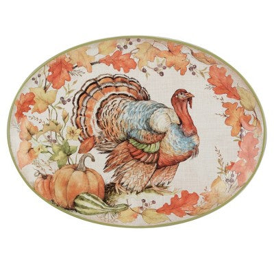 Certified International Autumn Breeze Oval Turkey Serving Platter