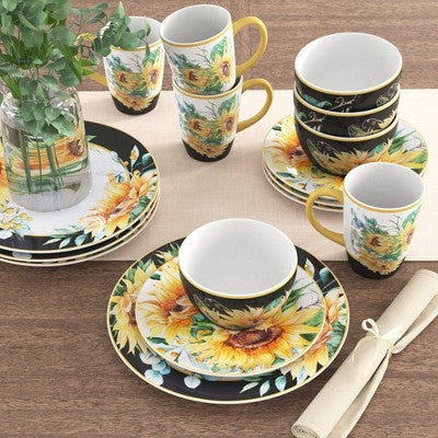 22oz 4pk Earthenware Sunflower Fields Ice Cream Bowls - Certified International