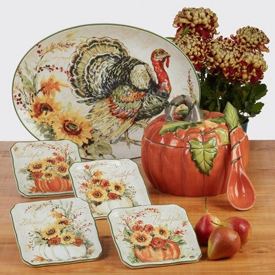 Set Of 4 Harvest Morning Canape Dining Plates - Certified International