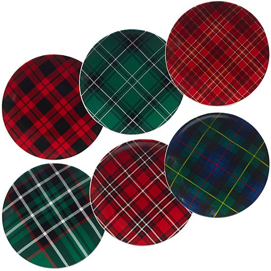  Certified International Christmas Plaid 6-pc. Dessert Plate Set