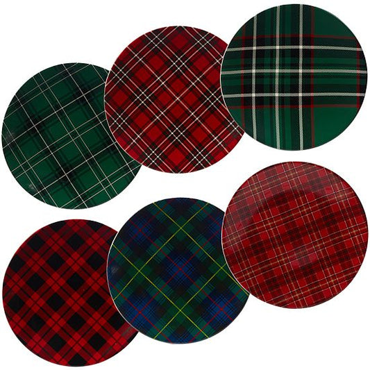  Certified International Christmas Plaid 6-pc. Dinner Plate Set