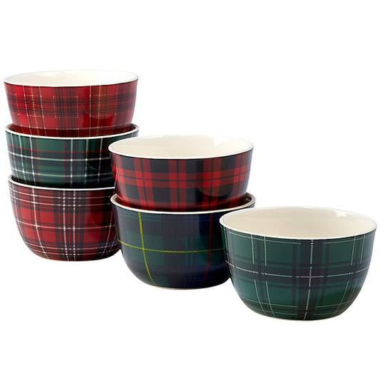  Certified International Christmas Plaid 6-pc. Ice Cream Bowl Set