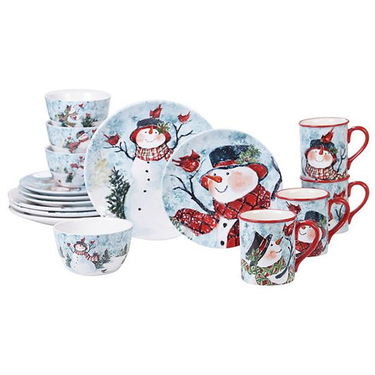  Certified International Watercolor Snowman 16-pc. Dinnerware Set