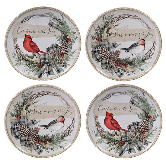  Certified International Holly & Ivy 4-pc. Dessert Plate Set