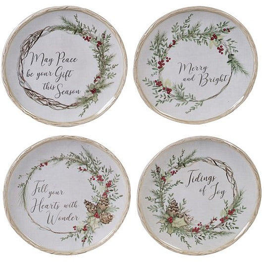  Certified International Holly & Ivy 4-pc. Canape Plate Set