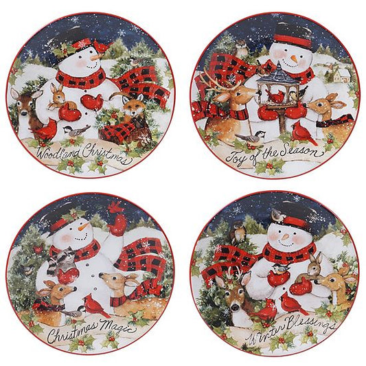  Certified International Magic Of Christmas Snowman 4-pc. Dessert Plate Set