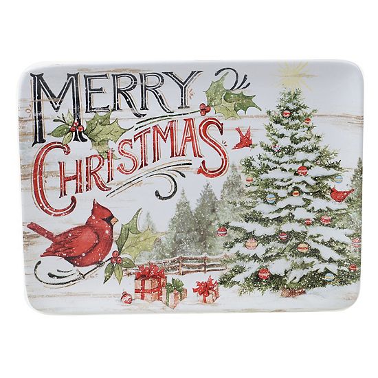  Certified International Evergreen Christmas Rectangle Platter