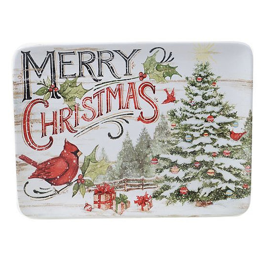  Certified International Evergreen Christmas Rectangle Platter