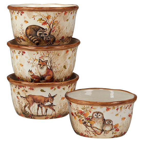  Certified International Pine Forest 4-pc. Ice Cream Bowl Set