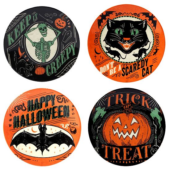  Certified International Scaredy Cat 4-pc. Canape Plate Set