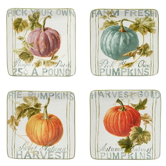  Certified International Autumn Harvest 4-pc. Square Canape Plate Set
