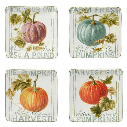 Certified International Autumn Harvest 4-pc. Square Canape Plate Set
