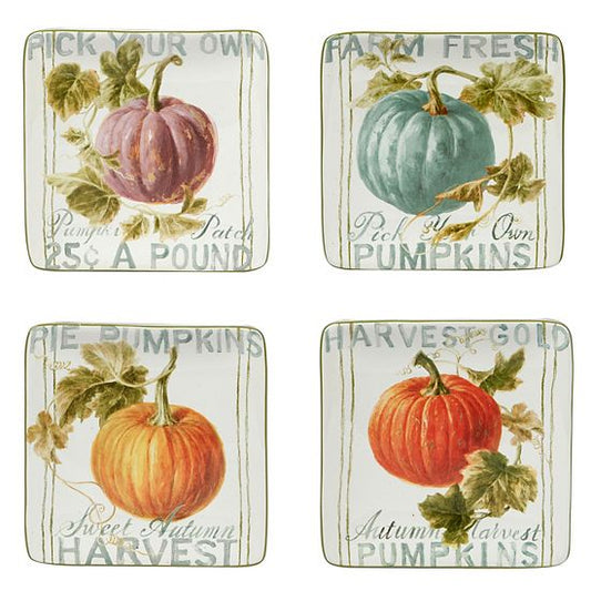  Certified International Autumn Harvest 4-pc. Square Canape Plate Set