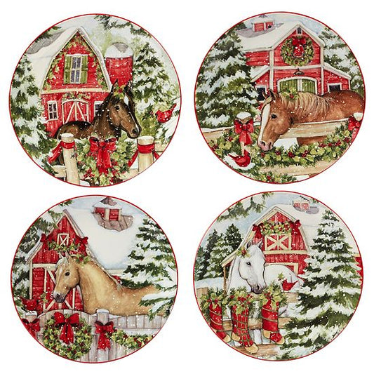  Certified International Homestead Christmas 4-pc. Dessert Plate Set