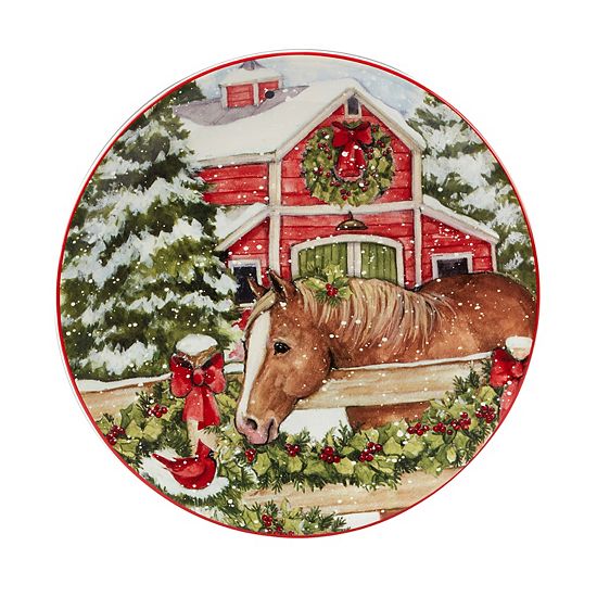  Certified International Homestead Christmas 4-pc. Dessert Plate Set