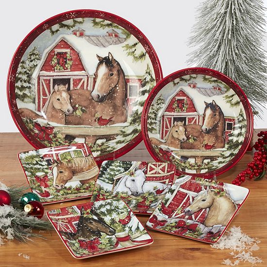  Certified International Homestead Christmas 4-pc. Dessert Plate Set