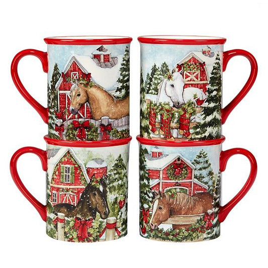  Certified International Homestead Christmas 4-pc. Mug Set