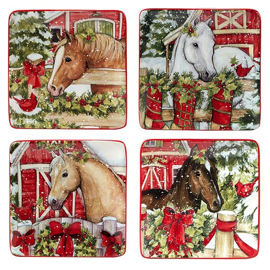  Certified International Homestead Christmas 4-pc. Canape Plate Set