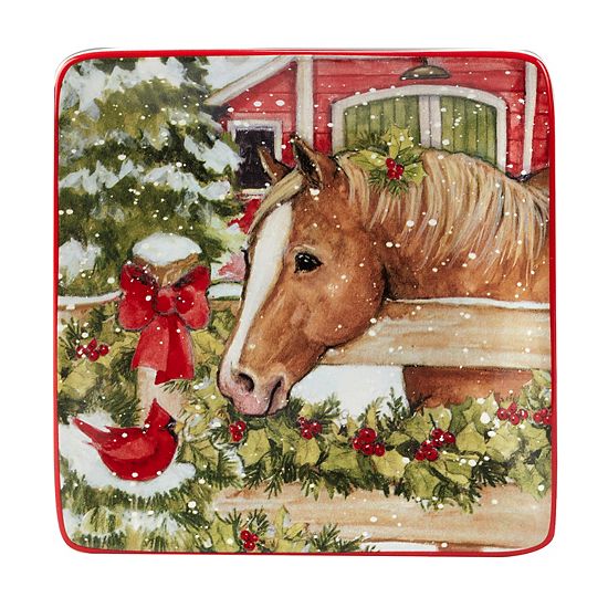  Certified International Homestead Christmas 4-pc. Canape Plate Set