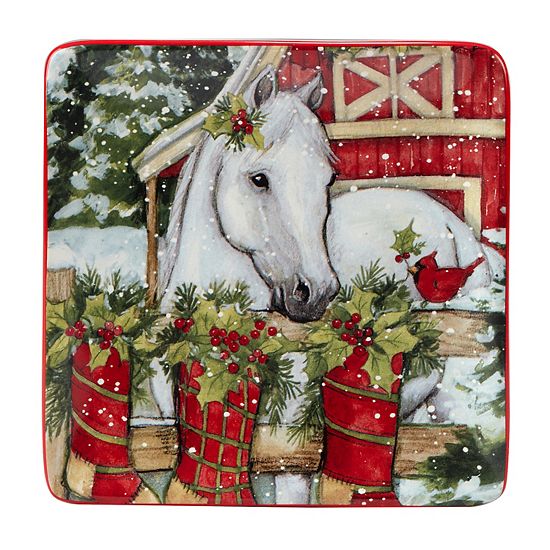  Certified International Homestead Christmas 4-pc. Canape Plate Set