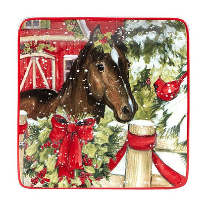  Certified International Homestead Christmas 4-pc. Canape Plate Set