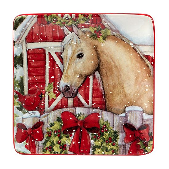  Certified International Homestead Christmas 4-pc. Canape Plate Set