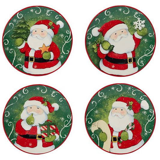  Certified International Holiday Magic Santa 4-pc. Canape Plate Set