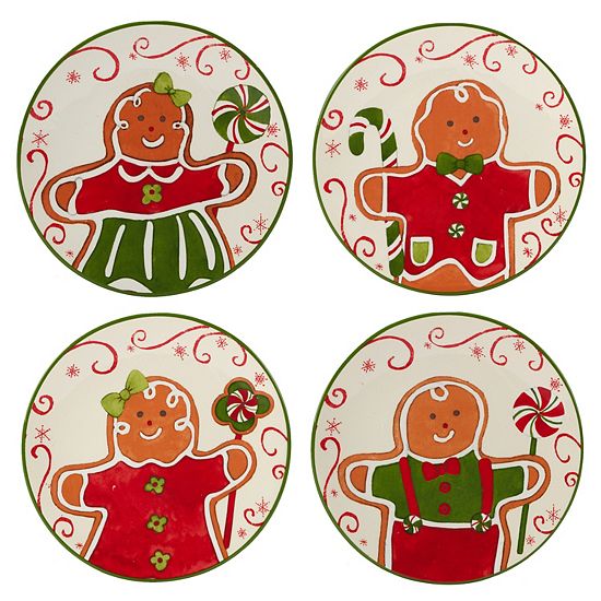  Certified International Holiday Magic Gingerbread 4-pc. Canape Plate Set