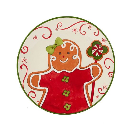  Certified International Holiday Magic Gingerbread 4-pc. Canape Plate Set