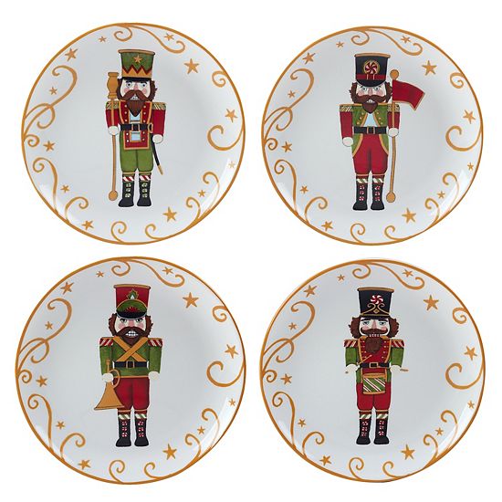  Certified International Holiday Magic Nutcracker 4-pc. Dessert Plate Set