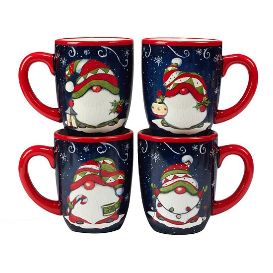  Certified International Holiday Magic Gnomes 4-pc. Mug Set