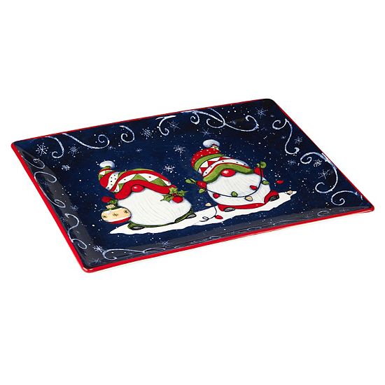  Certified International Holiday Magic Gnomes Serving Platter