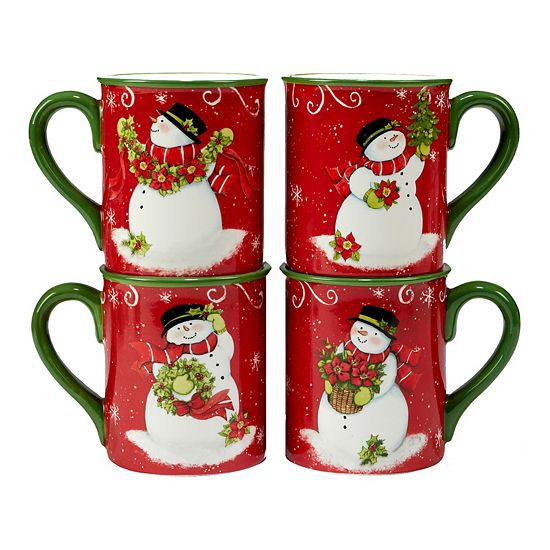  Certified International Holiday Magic Snowman 4-pc. Mug Set