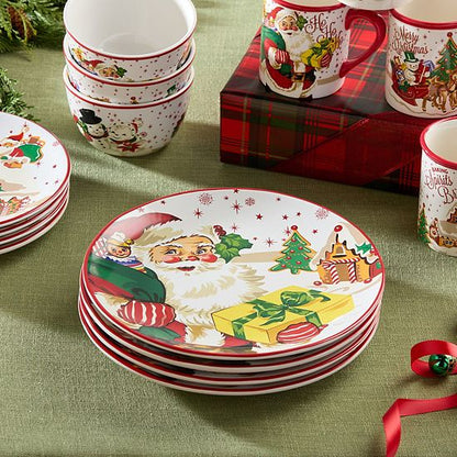  Certified International Santa's Retro Christmas 4-pc. Dinner Plate Set