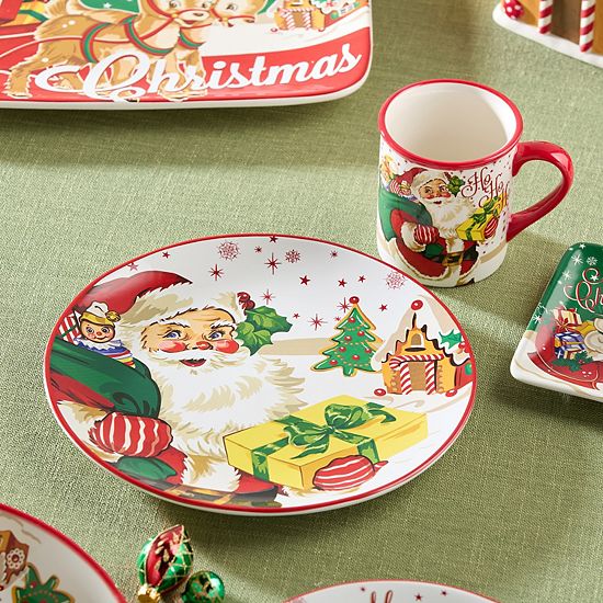  Certified International Santa's Retro Christmas 4-pc. Dinner Plate Set