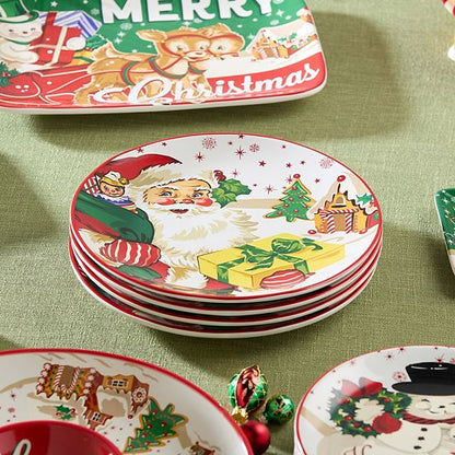  Certified International Santa's Retro Christmas 4-pc. Dinner Plate Set