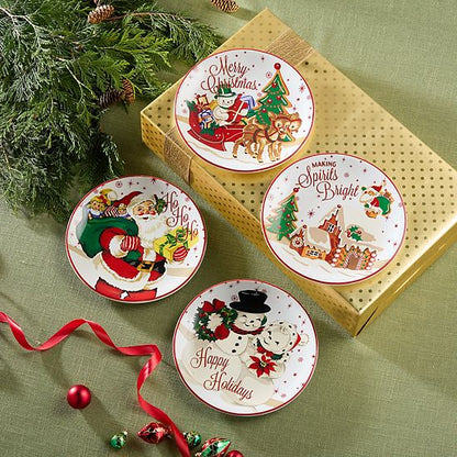 Certified International Santa's Retro Christmas 4 Pc. Dessert Plate Set