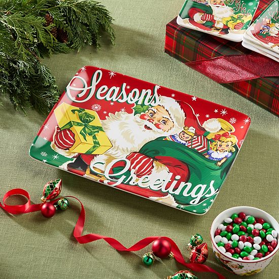  Certified International Retro Christmas Rectangular Platter
