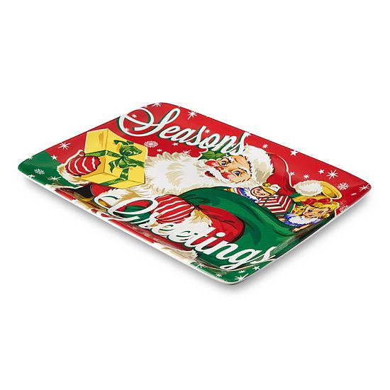  Certified International Retro Christmas Rectangular Platter