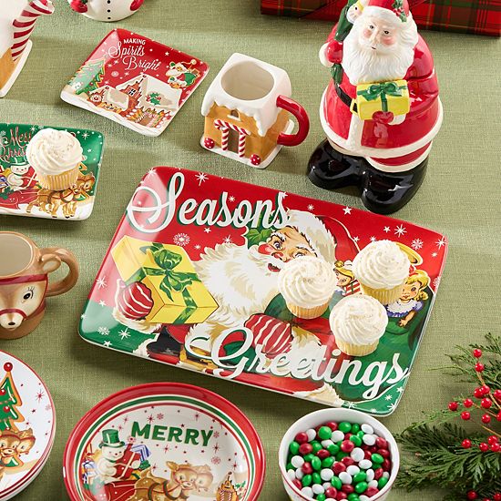  Certified International Retro Christmas Rectangular Platter