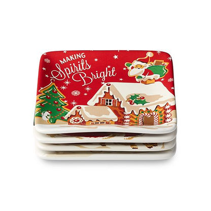  Certified International Santa's Retro Christmas 4 Pc. Canape Plate Set