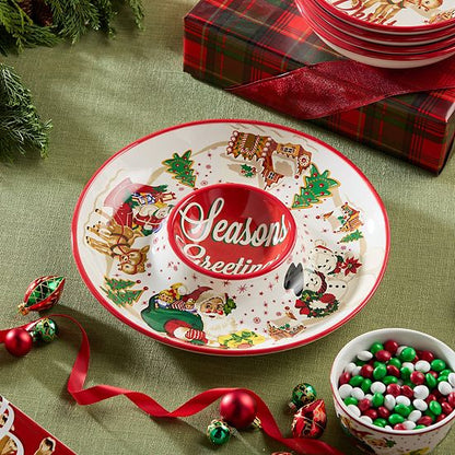  Certified International Retro Christmas Chip & Dip Serving Bowl