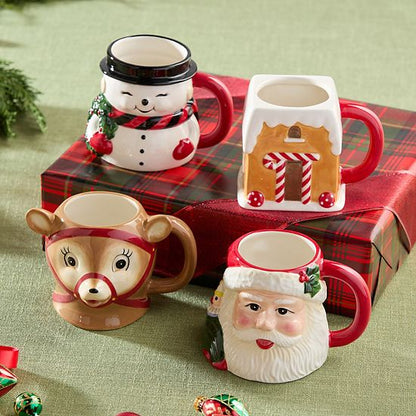 Certified International Santa's Retro Christmas 4 Pc. Mug Set