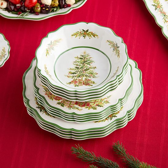  Certified International Holly Tree 12 Pc Mel Dinnerware Set