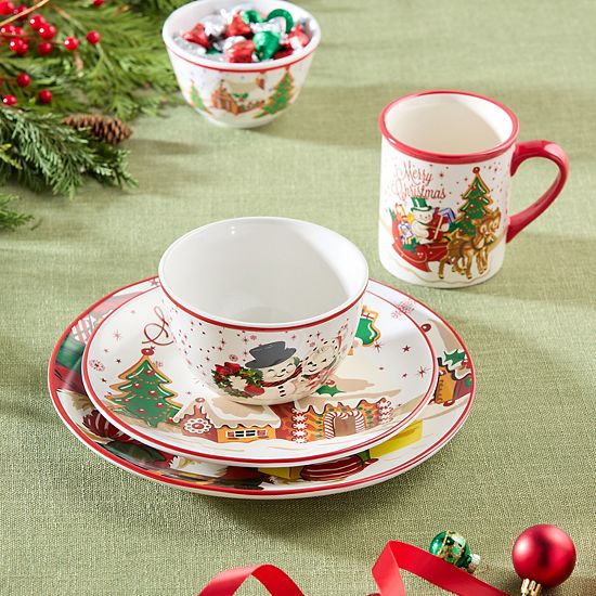  Certified International Santa's Retro Christmas 16 Pc. Dinner Set