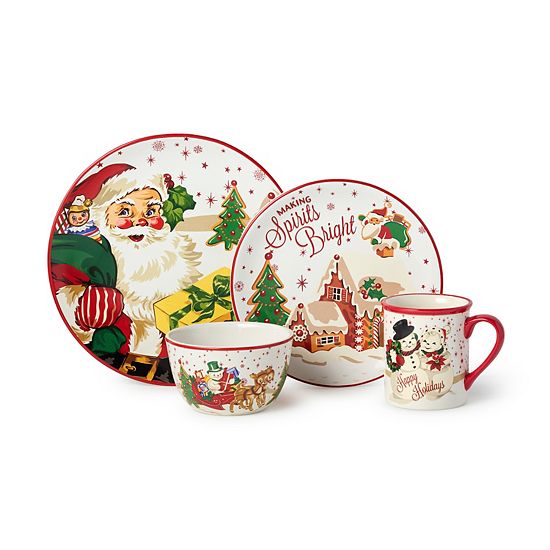  Certified International Santa's Retro Christmas 16 Pc. Dinner Set